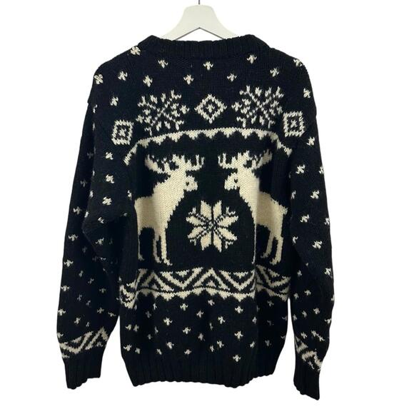 Heather & Tweed Women’s 100% Wool Nordic Raindeer Snowflake Sweater Size L - Picture 2 of 4